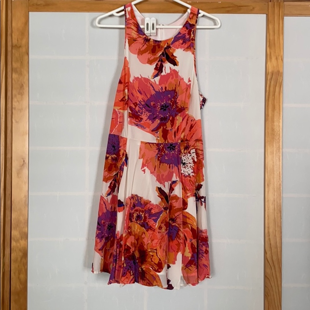 Floral silk tea dress